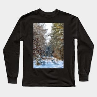 Winter landscape with snow-covered spruce forest. Long Sleeve T-Shirt